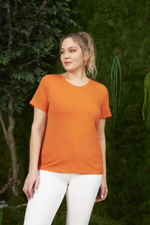 RMG Bisiklet Yaka Büyük Beden Oranj Tişört - 3