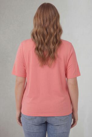 Bisiklet Yaka Büyük Beden Tişört Pembe - 4