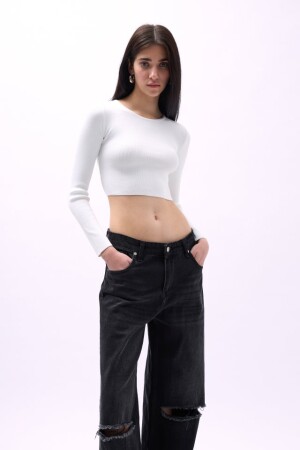 Bisiklet Yaka Dokulu Crop - 3