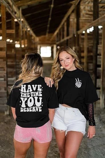 Bisiklet Yaka Kısa Kol Baskılı T-shirt - Siyah - 1