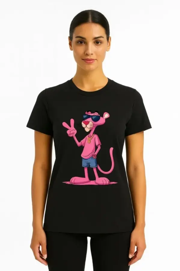 Bisiklet Yaka Kısa Kollu Baskılı T-shirt - Siyah - 2