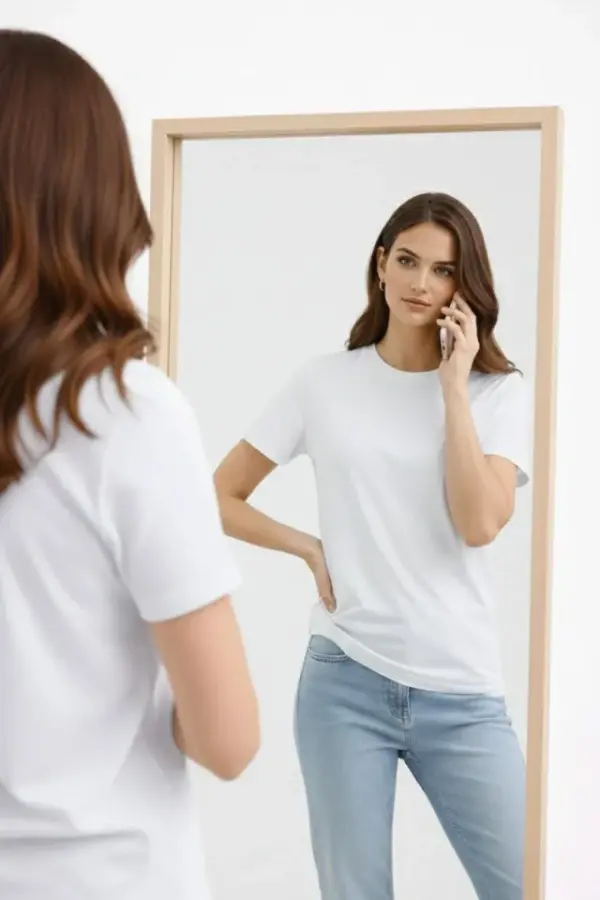 Bisiklet Yaka Tişört Regular Kalıp Basic Pamuklu Günlük Kullanım T-shirt - Beyaz - 2
