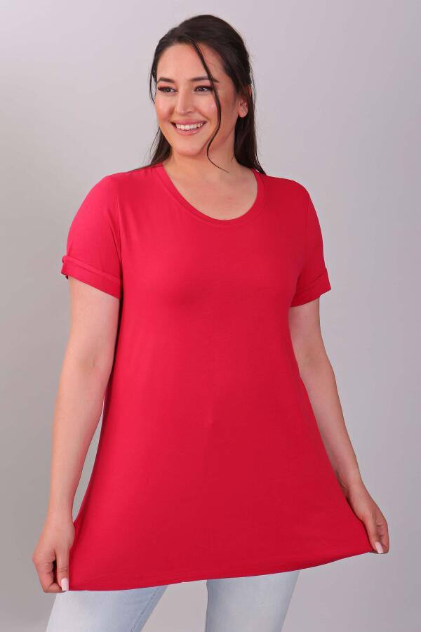 Bisiklet Yakalı Basic Kırmızı Bluz - 3