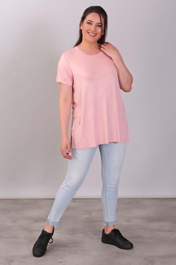 Bisiklet Yakalı Basic Pudra Bluz - 6