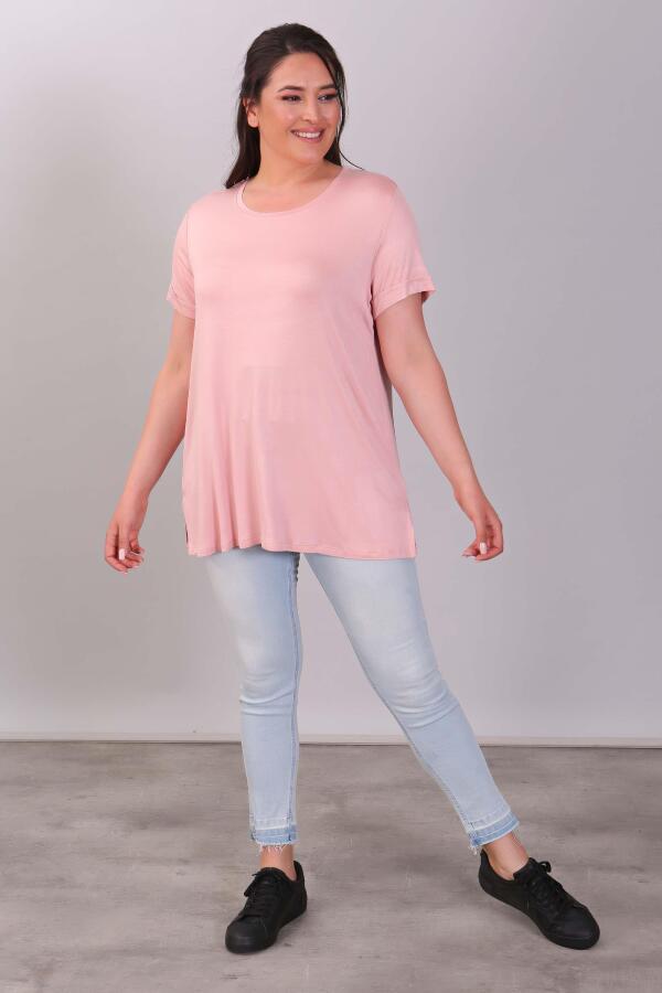 Bisiklet Yakalı Basic Pudra Bluz - 11