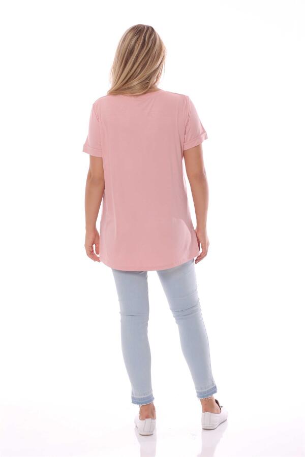 Bisiklet Yakalı Basic Pudra Bluz - 12