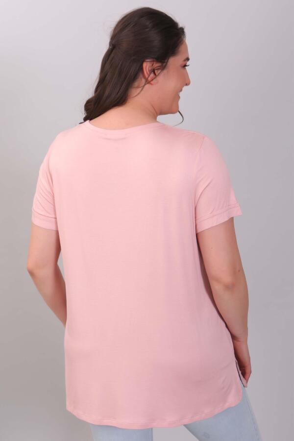 Bisiklet Yakalı Basic Pudra Bluz - 16