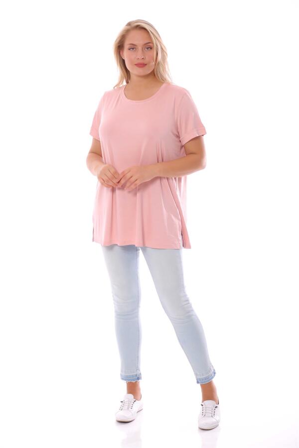Bisiklet Yakalı Basic Pudra Bluz - 20