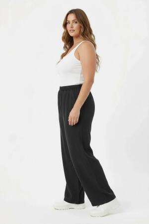 Bol Paça Büyük Beden Beli Lastikli Füme Pantolon - RMG (1)