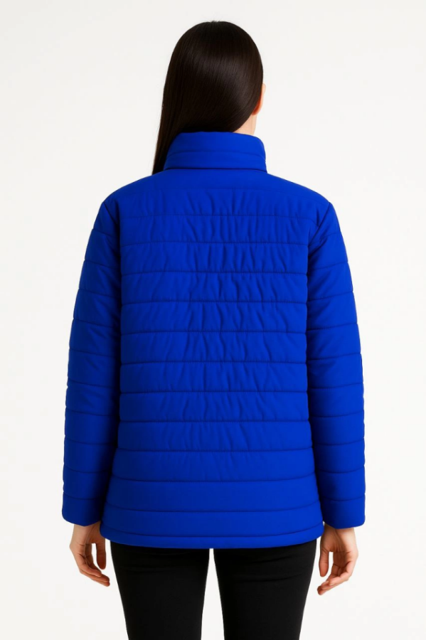 Bomber Mont Ceket – Su İtici Kumaş, Kapitone Astarlı, Fermuarlı, Kışlık - Saks Mavisi - 3