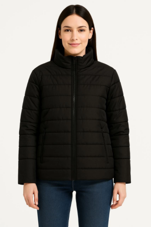 Bomber Mont Ceket – Su İtici Kumaş, Kapitone Astarlı, Fermuarlı, Kışlık - Siyah - 4