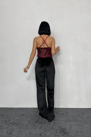 Bordo Askılı Degaje Bluz - 3
