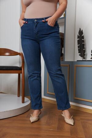 Boru Paça Büyük Beden Mavi Kot Pantolon - 4