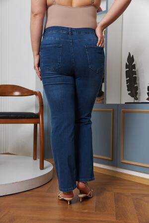 Boru Paça Büyük Beden Mavi Kot Pantolon - 6