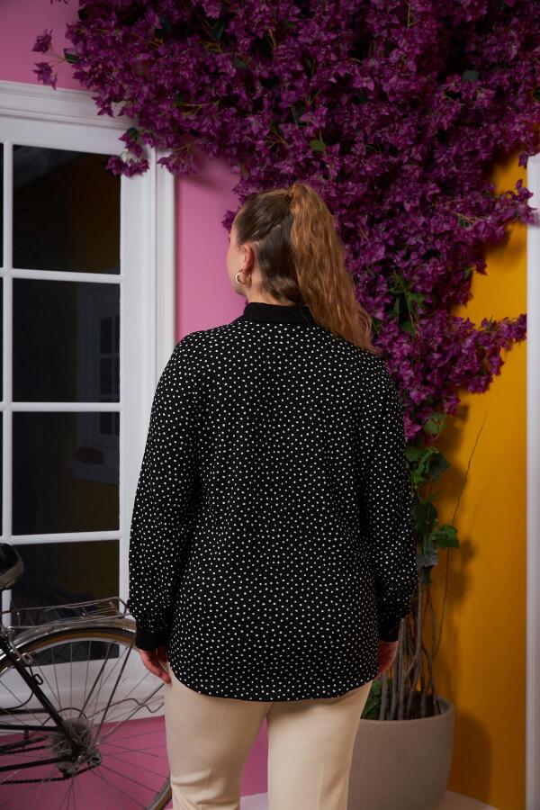 Bürümcük Kumaş Büyük Beden Gömlek Puantiyeli - 4