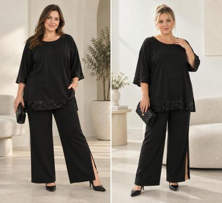 Büyük Beden Abiye Bluz Tunik DD502100 - Angelino Butik