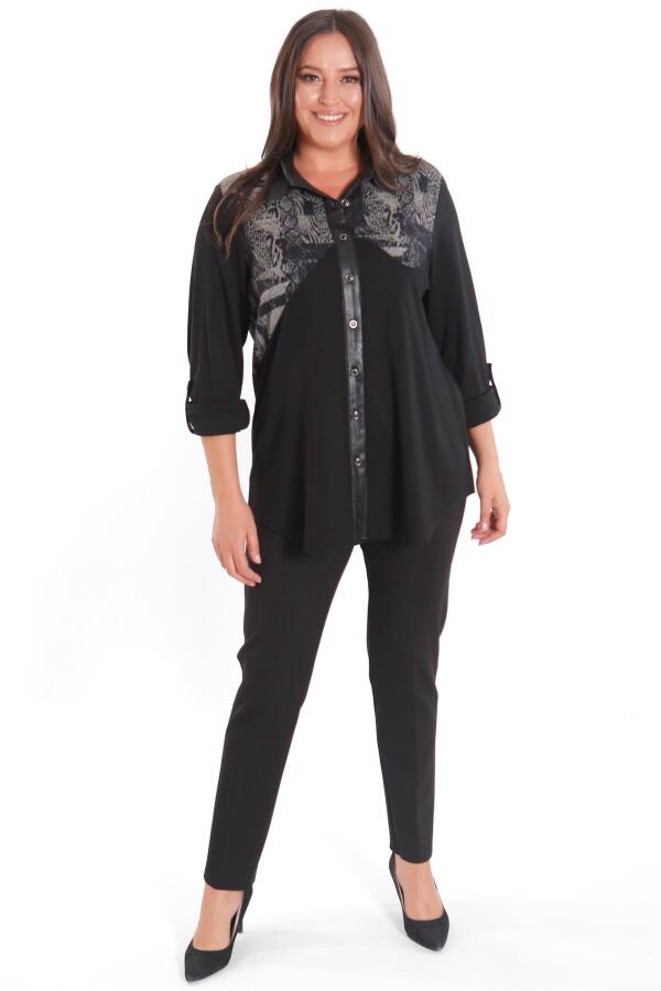 Büyük Beden Asimetrik Kesim Örme Bej Gömlek - 2