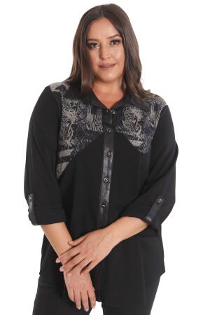 Büyük Beden Asimetrik Kesim Örme Bej Gömlek - 3