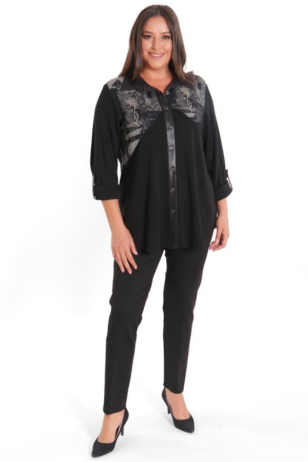 Büyük Beden Asimetrik Kesim Örme Bej Gömlek - 5