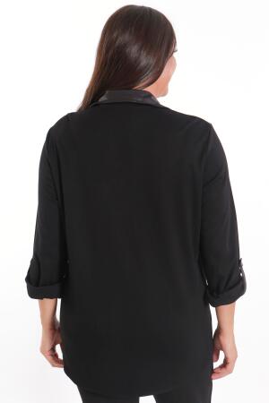 Büyük Beden Asimetrik Kesim Örme Bordo Gömlek - 5