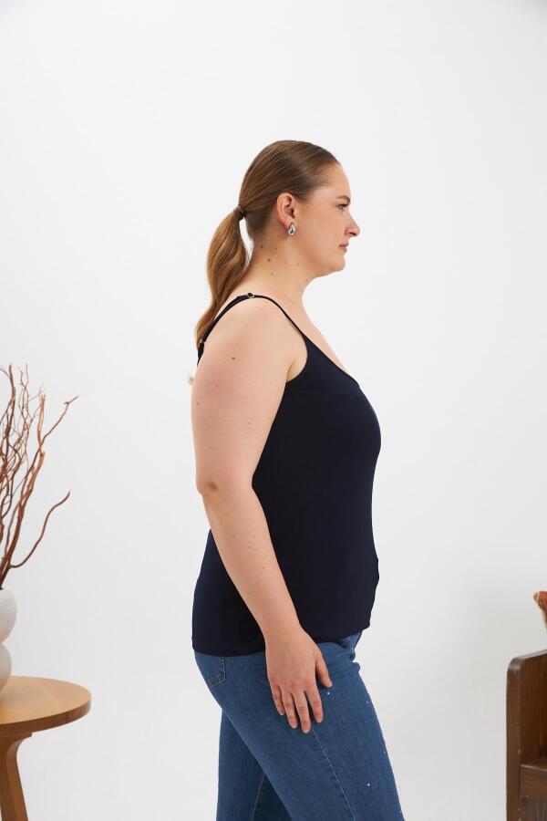 Büyük Beden Askılı Atlet Lacivert - 4