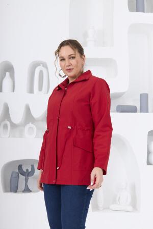 Büyük Beden Astarlı Trençkot Kırmızı - RMG (1)