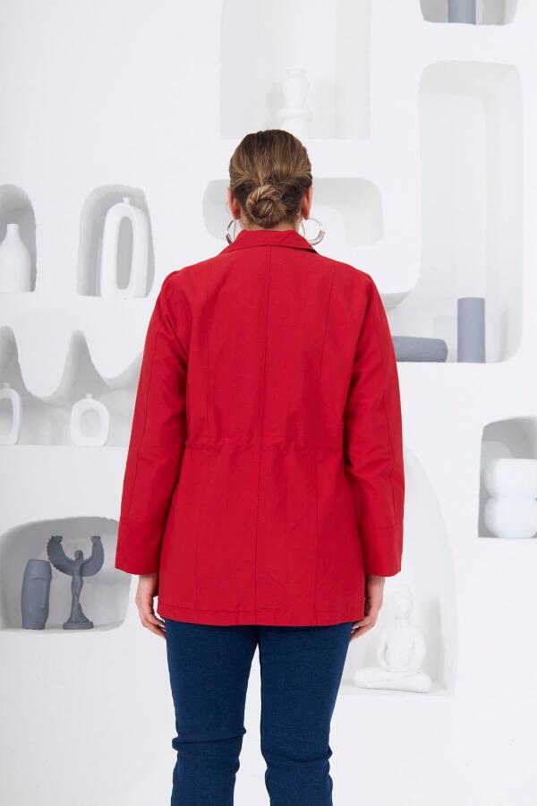 Büyük Beden Astarlı Trençkot Kırmızı - 7