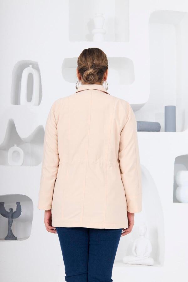 Büyük Beden Astarlı Trençkot Krem - 7