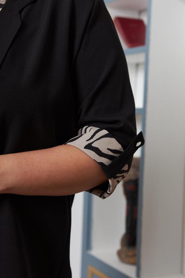 Büyük Beden Atlet Ceket İkili Takım Siyah - 4