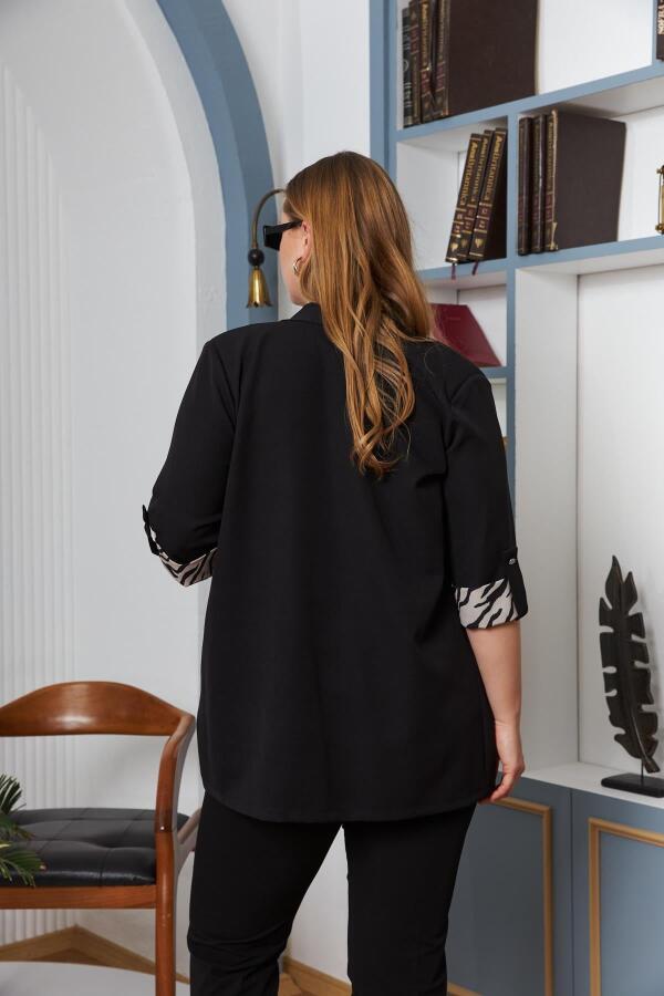 Büyük Beden Atlet Ceket İkili Takım Siyah - 6