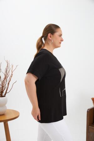 Büyük Beden Baskılı Tişört Siyah - 3