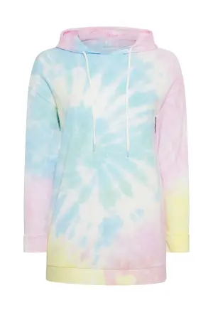 Büyük Beden Batik Desenli Owersize Kapüşonlu Sweatshirt - 7