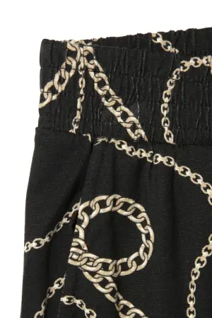 Büyük Beden Beli Lastikli Cepli Baskılı Viskoz Pantolon - 7