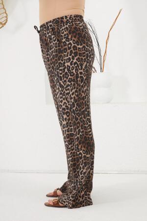 Büyük Beden Beli Lastikli Pantolon Leopar - 3