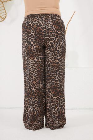 Büyük Beden Beli Lastikli Pantolon Leopar - 4