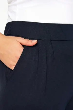 Büyük Beden Beli Lastikli Pile Detaylı Pantolon - 6