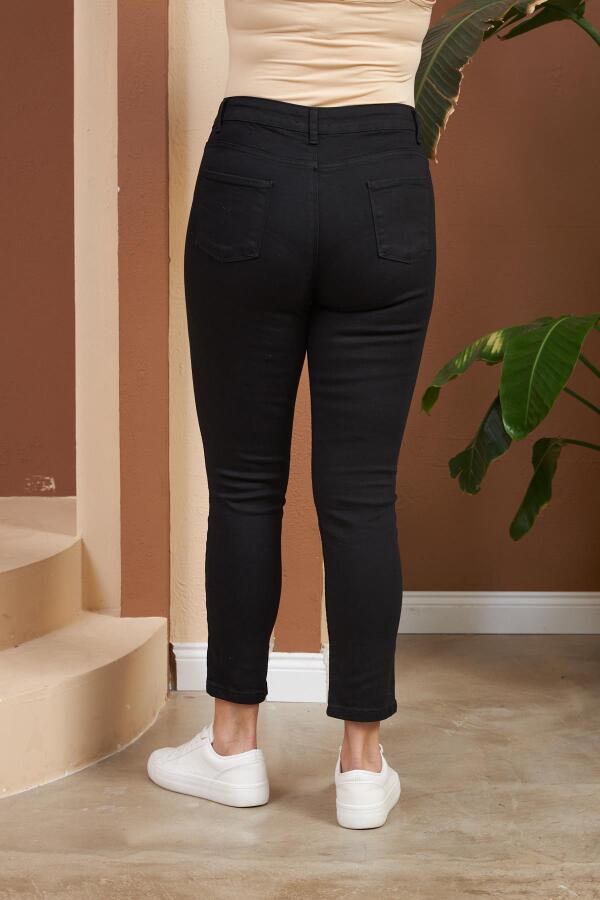 Büyük Beden Bilek Paça Siyah Pantolon - 4