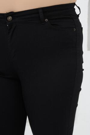Büyük Beden Bilek Paça Siyah Pantolon - 3