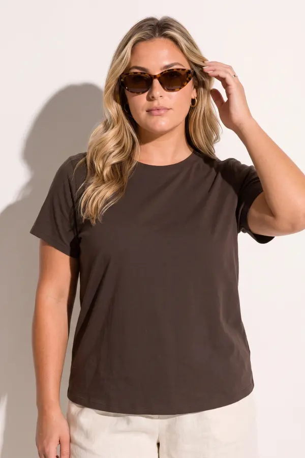 Büyük Beden Bisiklet Yaka Kısa Kollu Pamuklu T-Shirt - 3