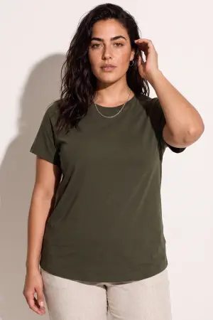 Büyük Beden Bisiklet Yaka Kısa Kollu Pamuklu T-Shirt - 1