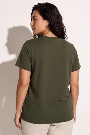 Büyük Beden Bisiklet Yaka Kısa Kollu Pamuklu T-Shirt - 5