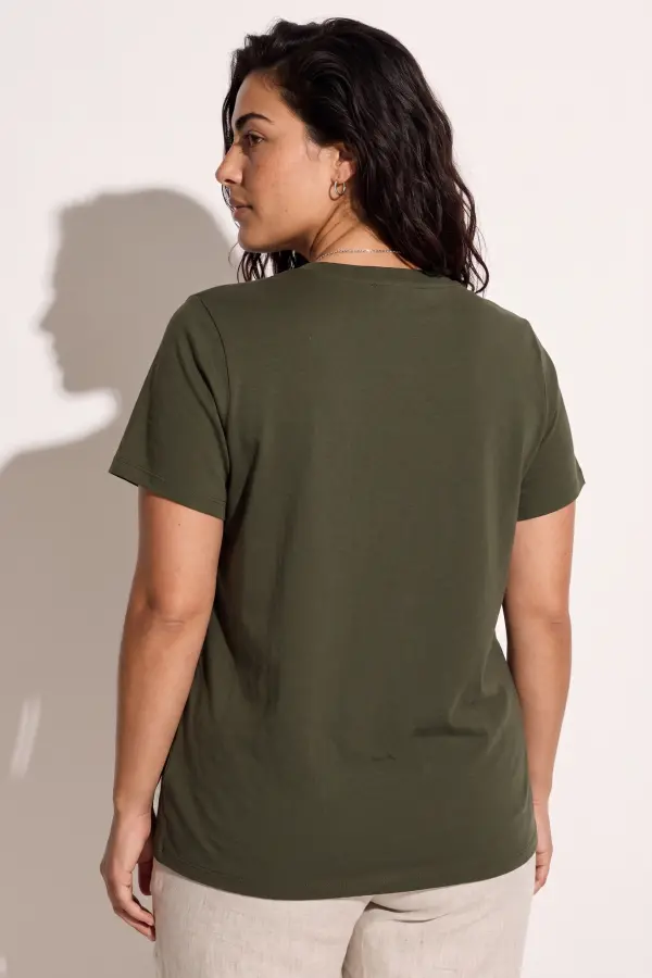 Büyük Beden Bisiklet Yaka Kısa Kollu Pamuklu T-Shirt - 5