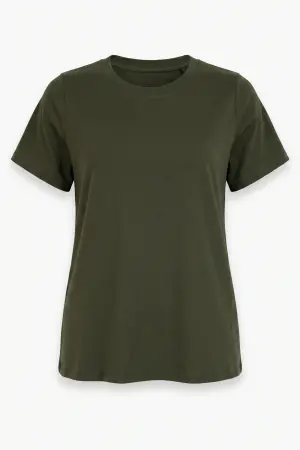 Büyük Beden Bisiklet Yaka Kısa Kollu Pamuklu T-Shirt - 7