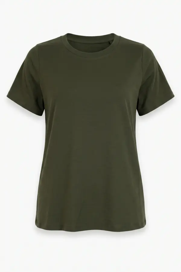 Büyük Beden Bisiklet Yaka Kısa Kollu Pamuklu T-Shirt - 7