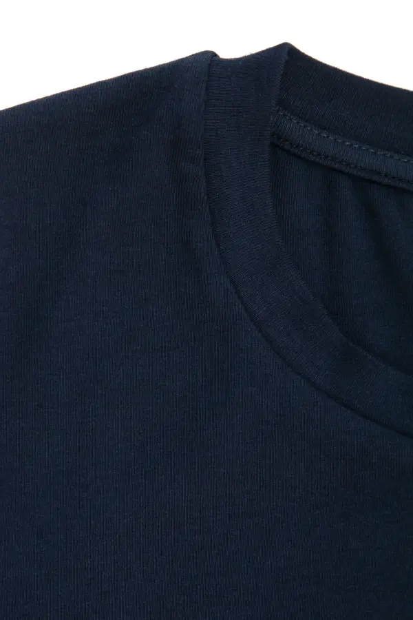 Büyük Beden Bisiklet Yaka Kısa Kollu Pamuklu T-Shirt - 6