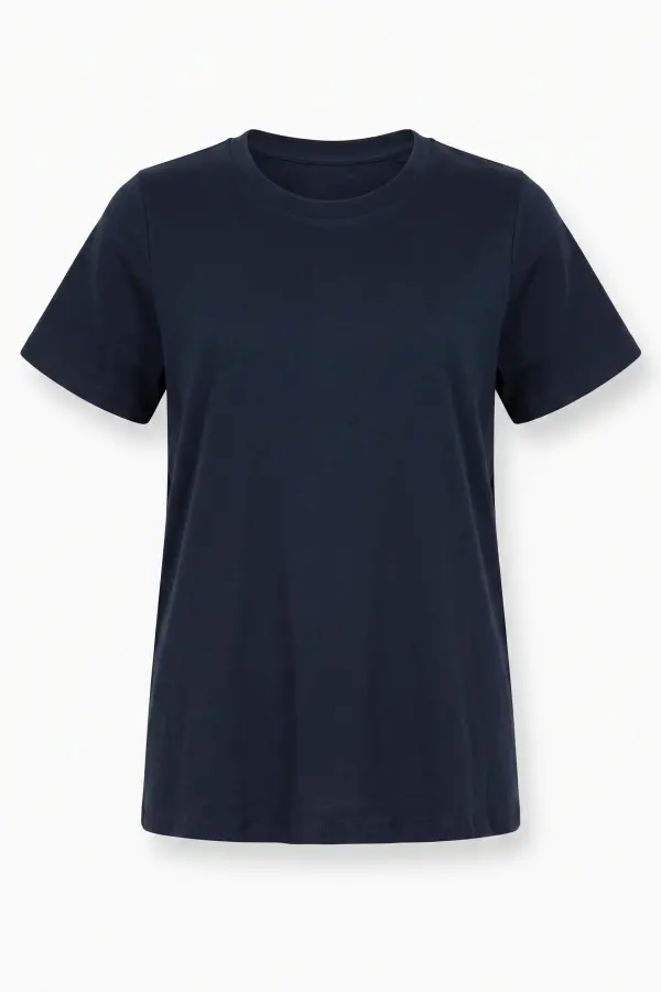 Büyük Beden Bisiklet Yaka Kısa Kollu Pamuklu T-Shirt - 7