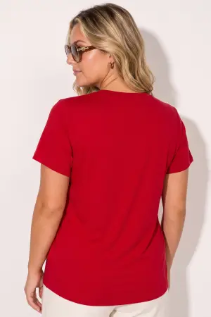 Büyük Beden Bisiklet Yaka Kısa Kollu Pamuklu T-Shirt - 5