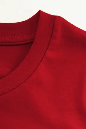 Büyük Beden Bisiklet Yaka Kısa Kollu Pamuklu T-Shirt - 6