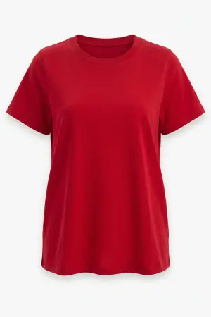 Büyük Beden Bisiklet Yaka Kısa Kollu Pamuklu T-Shirt - 7