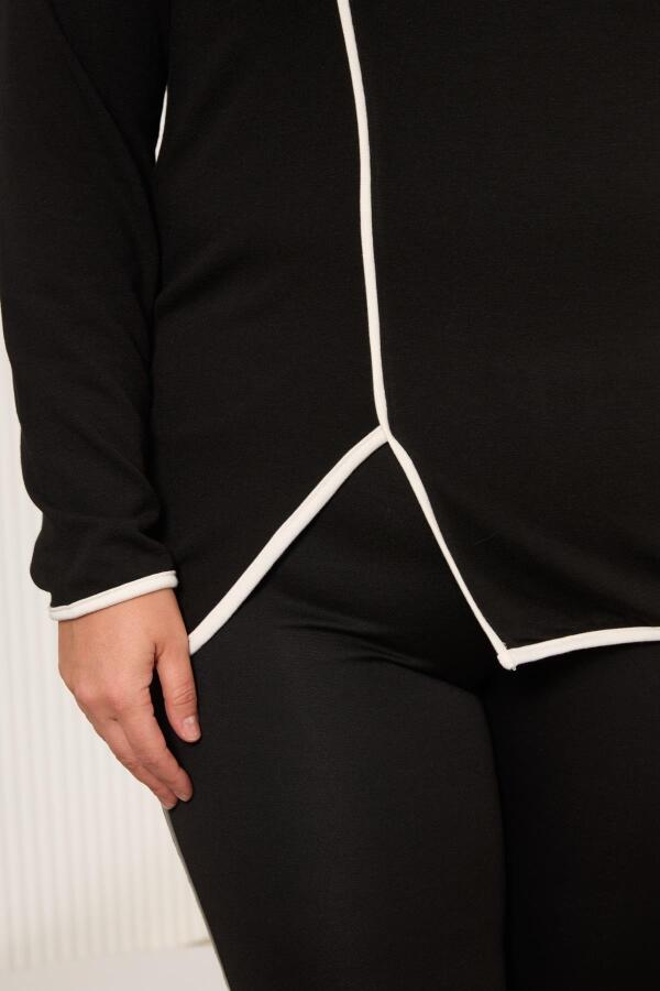 Büyük Beden Biyeli Bluz Siyah - 2